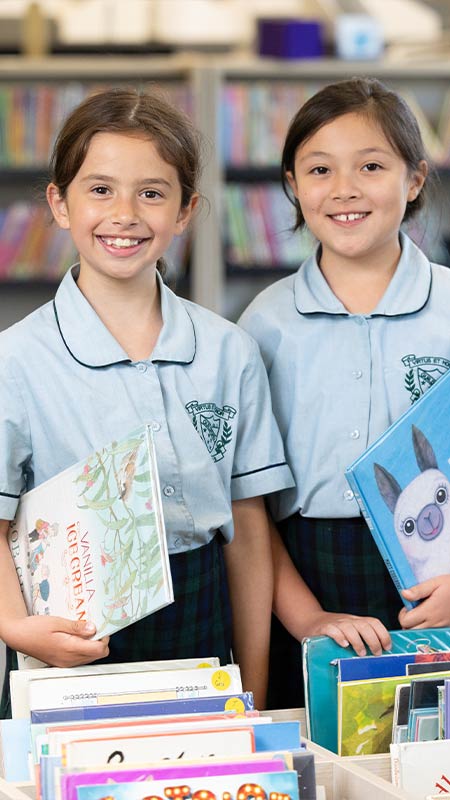 St Patrick's Catholic Primary Guildford happy students in library