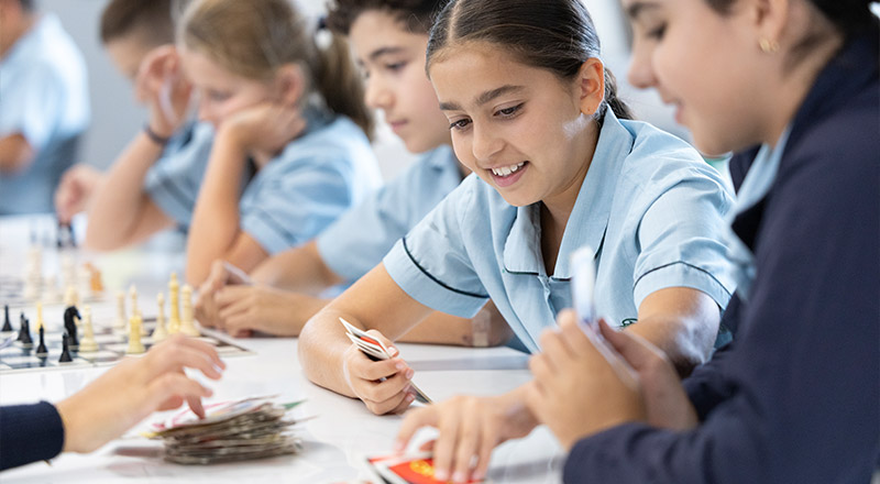 St Patrick's Primary Guildford students playing uno
