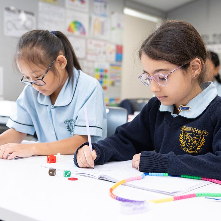 Two St Pat's Guildford students in math class